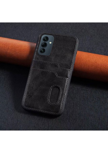 Samsung Galaxy A16 Uyumlu Kılıf Zebana Kartlıklı Lüx Deri Kılıf Siyah