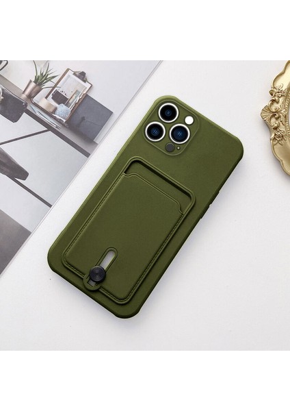 Apple iPhone 15 Pro Max Uyumlu Kılıf Zebana Kartlıklı Sweet Yumuşak Silikon Kılıf Yeşil