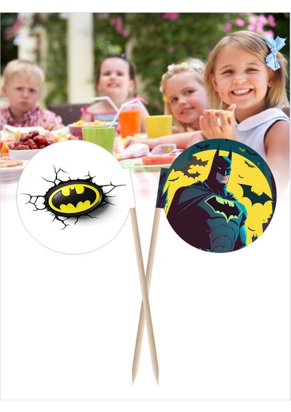 Batman Logo Baskılı Çift Taraflı Kahvaltı ve Yemek Kullanımlarına Uygun Servis Kürdanı