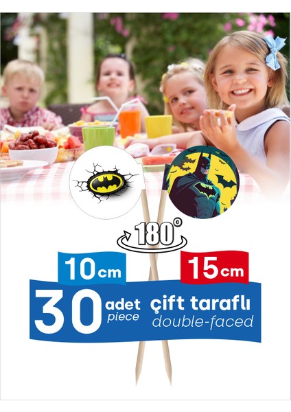 Batman Logo Baskılı Çift Taraflı Kahvaltı ve Yemek Kullanımlarına Uygun Servis Kürdanı