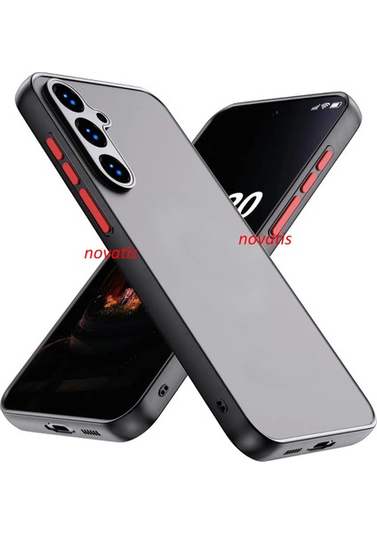 Samsung Galaxy S24 Fe Uyumlu 3D Kamera Lens Korumalı Kenarları Renkli Arkası Mat Şeffaf Kılıf