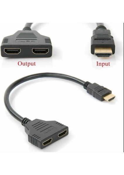 HDMI Splitter Adaptör Kablosu, Erkek-Hdmi Dişi x 2 Adaptör 30 cm Kablo Çoklayıcı Splitter, Aynı Anda Iki Aynı TV1080P