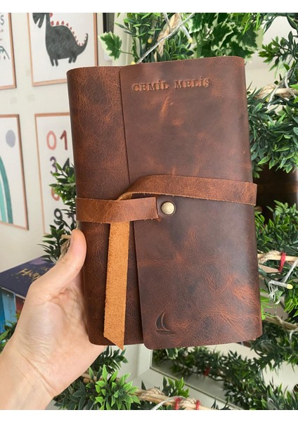 (İsim Yazıyoruz) El Yapımı Hakiki Deri Kitap / Defter / Ajanda Koruyucu Kılıf