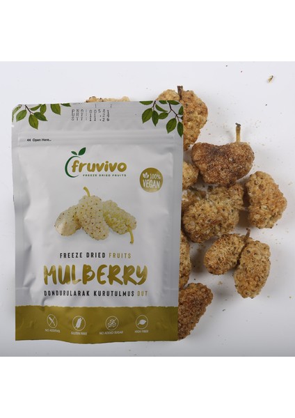 Dondurularak Kurutulmuş Dut 25 gr, Vegan, Glutensiz Kurutulmuş Meyveler