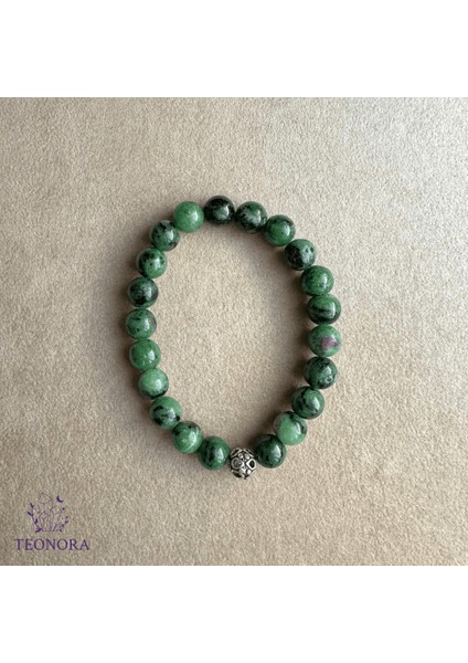 Anyolit (Rubyzoisite) Taşlı Bileklik (8mm) - Gümüş Aparatlı
