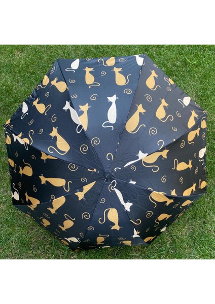 Gold Kedili Siyah Renk Yarasa Model Manuel Şemsiye modelleri