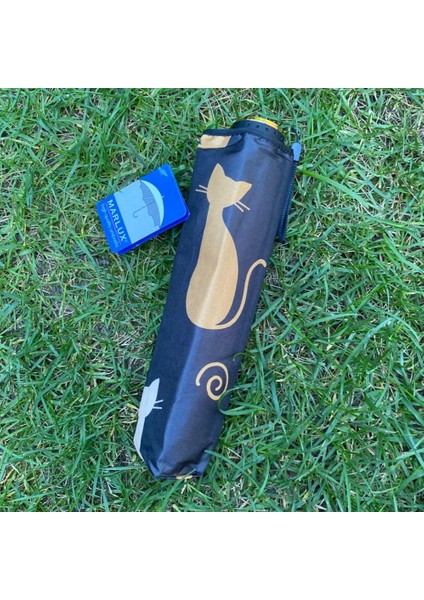 Gold Kedili Siyah Renk Yarasa Model Manuel Şemsiye fırsatları