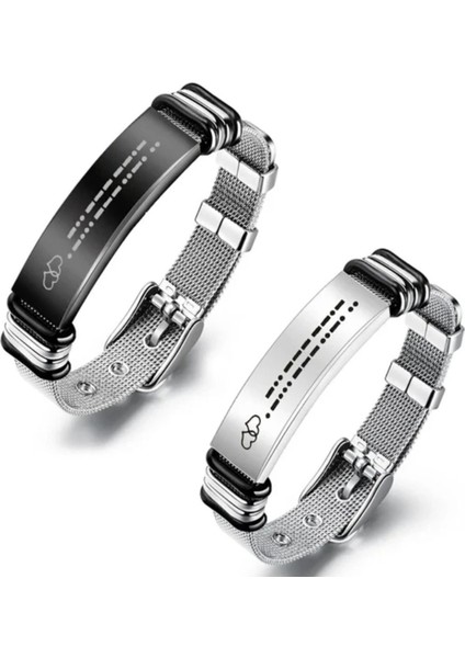 Sonsuza Dek Seni Seviyorum Mors Alfabesi Kodlu Unisex Örgü • Işıklı Kutuda Sevgiliye,eşe Hediye Bileklik modelleri