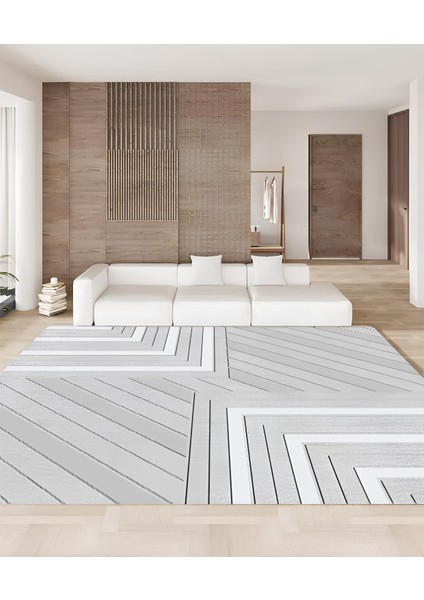 Modern Kaymaz Taban Halı Şık Salon Mutfak Koridor Halısı Beyaz 4029