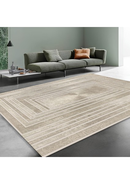 Modern Kaymaz Taban Halı Şık Salon Mutfak Koridor Halısı Krem 4024
