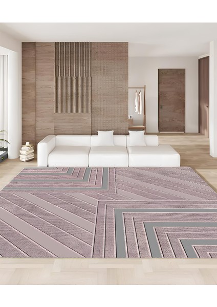 Modern Kaymaz Taban Halı Şık Salon Mutfak Koridor Halısı Pembe 4029
