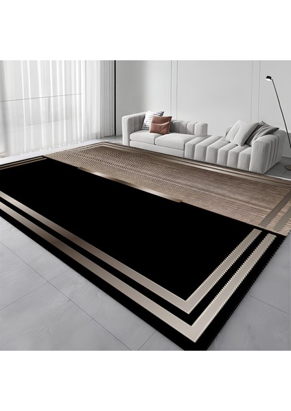 Modern Kaymaz Taban Halı Şık Salon Mutfak Koridor Halısı Vizon Siyah 4032