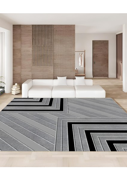 Modern Kaymaz Taban Halı Şık Salon Mutfak Koridor Halısı Antrasit 4029