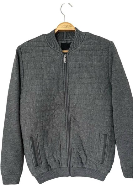 Erkek Triko Kapitoneli Bomber Yaka Mont