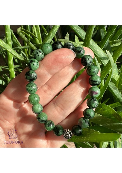 Anyolit (Rubyzoisite) Taşlı Bileklik (8mm) - Gümüş Aparatlı