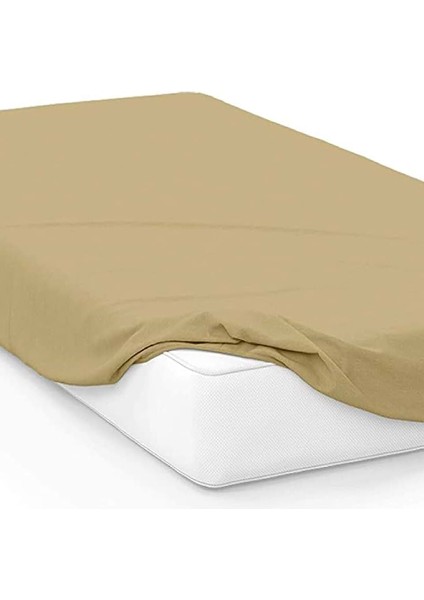 Jersey Penye Pamuklu 100 x 200 cm Tek Kişilik Lastikli Çarşaf Açık Kahve