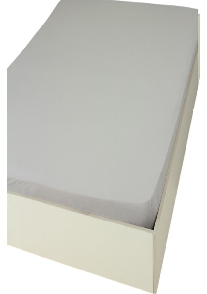 Jersey Penye Pamuklu 100 x 200 cm Tek Kişilik Lastikli Çarşaf Çok Açık Gri