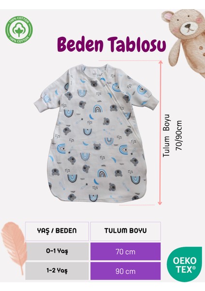 %100 Pamuk Pazen Bebek Uyku Tulumu Oeko-Tex Sertifikalı Alt Değiştirmeye Uygun Fermuarlı Torba Tulum fırsatları