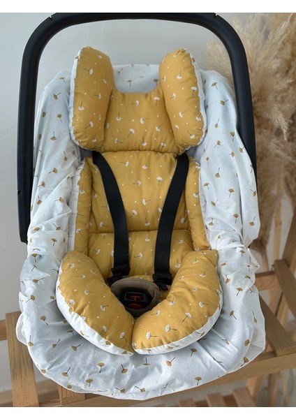 Çift Taraflı Puset Örtüsü+Puset Minderi+Puset Çarşafı 3'lü Set Hardal Hindiba indirimleri