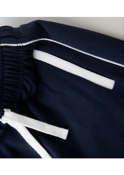Sloganlı Polo Yaka T-Shirt Geniş Eşofman Alt-Üst Takım Kız Çocuk