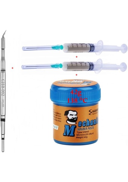 Oss Team C210-002 Havya Ucu Mechanic Uyumlu Solder Paste 42GR 138C Lehim Toplama Flux Seti 3in1