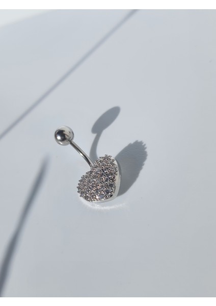 Kalp Zirkon Taşlı Paslanmaz Çelik Gümüş Renk Göbek Piercingi fırsatları