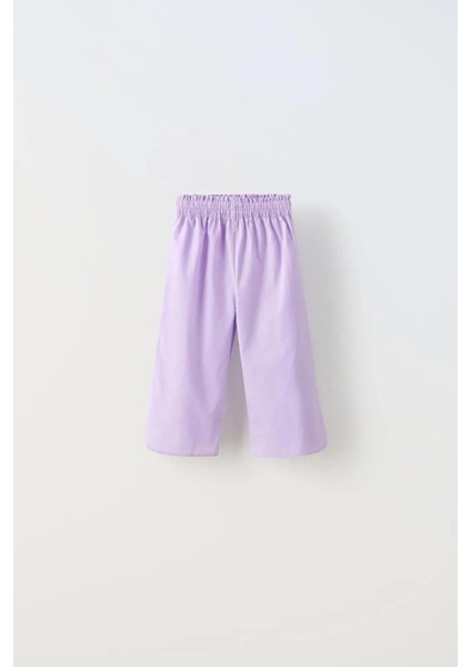Kız Çocuk Mor Poplin Fiyonklu Gömlek Pantolon Alt-Üst Takım fiyatları