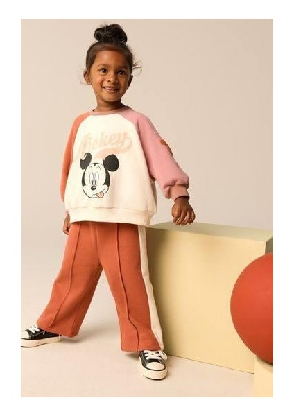 Minnie Mouse Desenli Kışlık Pamuklu Sweatshirt Eşofman Alt-Üst Takım Kız Çocuk