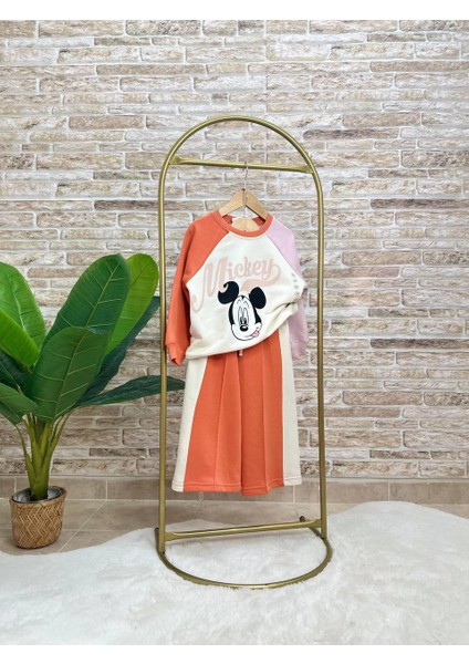 Minnie Mouse Desenli Kışlık Pamuklu Sweatshirt Eşofman Alt-Üst Takım Kız Çocuk