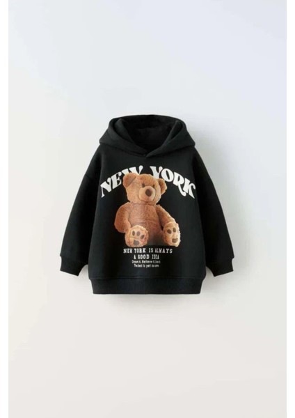 Unisex Çocuk Tedy Ayıcık Pamuklu Kapüşonlu Sweatshirt Jogger Eşofman Alt-Üst Takım fiyatları