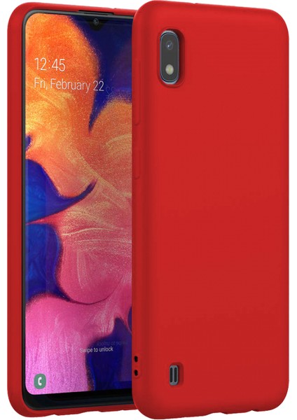 Samsung Galaxy A10 Ince Mat Silikon Kılıf Kırmızı