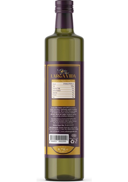Naturel Sızma Zeytinyağı Erken Hasat Soğuk Sıkım 750 ml 400+polifenol