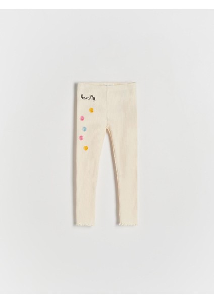 Ekru Peppa Desenli Pamuklu T-Shirt Tayt Alt-Üst Takım Kız Çocuk fiyatları