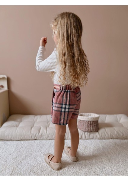 Kız Çocuk Beyaz Pamuklu Body Ekose Şort Etek Alt-Üst Takım fırsatları