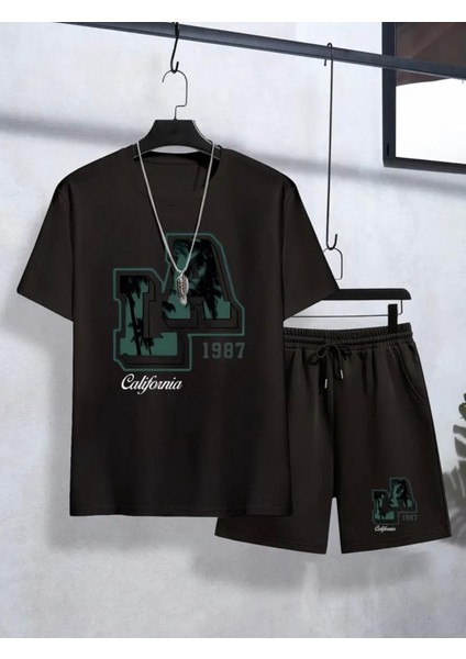 Özel Tasarım La California Baskılı Yazlık Erkek Çocuk T-Shirt Şort Takım