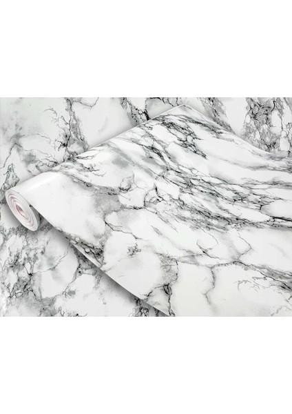 176-0047 Siyah Hareli Kendinden Yapışkanlı Mermer Desen Folyo ( 45 cm x 1 mt )