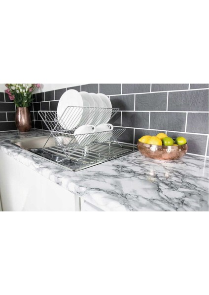 176-0047 Siyah Hareli Kendinden Yapışkanlı Mermer Desen Folyo ( 45 cm x 1 mt )