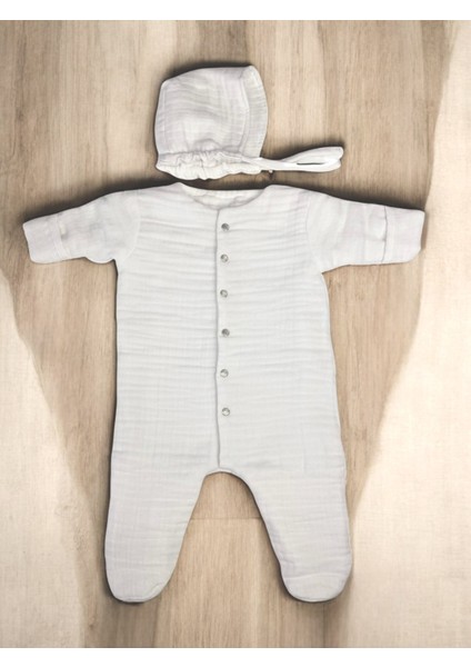 8 Katlı Organik Muslin Yenidoğan Bebek Tulum Seti 8 Parça Hastane Çıkışı Set %100 Pamuk