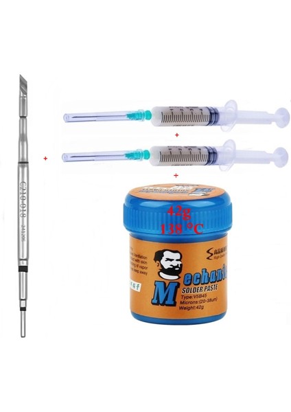 Oss Team C210-018 Havya Ucu Mechanic Uyumlu Solder Paste 42GR 138C Lehim Toplama Flux Seti 3in1