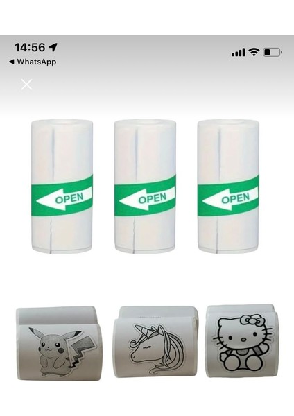 Yapışkanlı Mini Yazıcı Kağıdı Taşınabilir ve 3'lü Paket