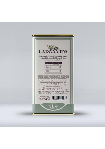 Naturel Sızma Zeytinyağı Olgun Hasat Soğuk Sıkım 5 lt