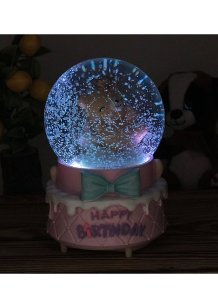 Happy Birthday Yazılı Büyük Boy Püskürtmeli Işıklı Müzikli Kar Küresi modelleri