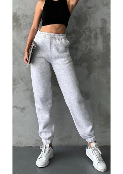 Üç Iplik Şardonlu Beli Lastikli Eşofman Altı- Kompakt Kumaş Içi Polarlı