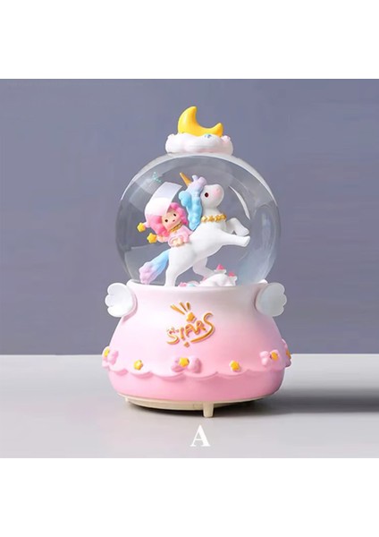 Unicorn Kar Küresi Büyük Boy Tam Otomatik Işıklı Müzikli Püskürtmeli