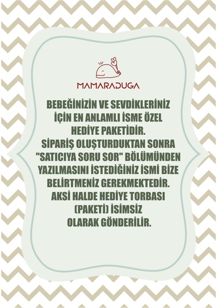 Bebeğinizin İsmine Özel Nakışlı % 100 Pamuklu Hediye Torbası (Paketi)