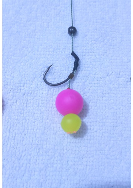 5 Adet 14 mm Pembe ve 8 mm Fosforl'Lu Pop Up'Lı Sazan Rig Takımı