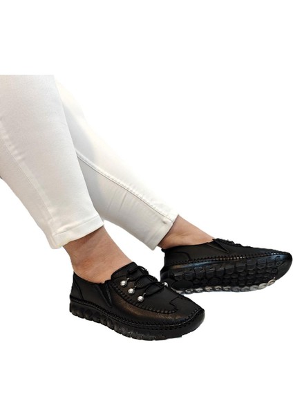 9871 Siyah Deri Boncuklu Kadın Ayakkabı fırsatları