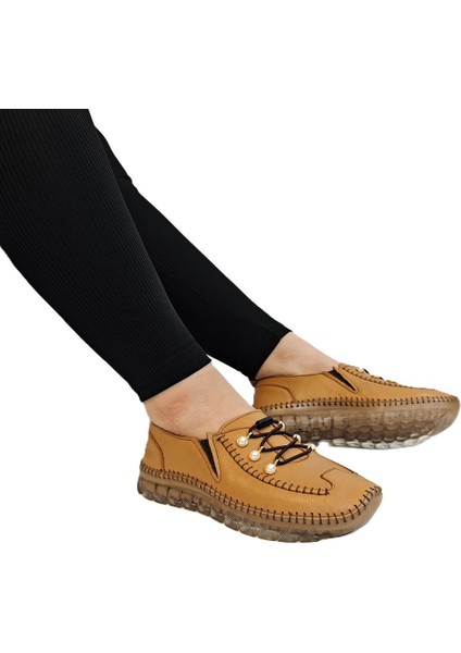 9871 Açık Kahve Deri Boncuklu Kadın Ayakkabı fırsatları