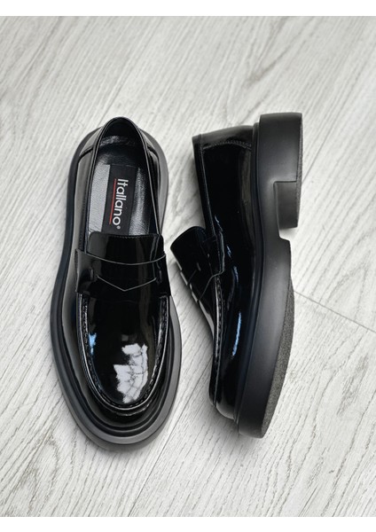 BLACK MOSTAD 3009 SHİNY HAKİKİ DERİ RUGAN ERKEK CASUAL SİYAH