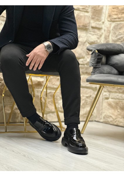 BLACK MOSTAD 3009 SHİNY HAKİKİ DERİ RUGAN ERKEK CASUAL SİYAH
